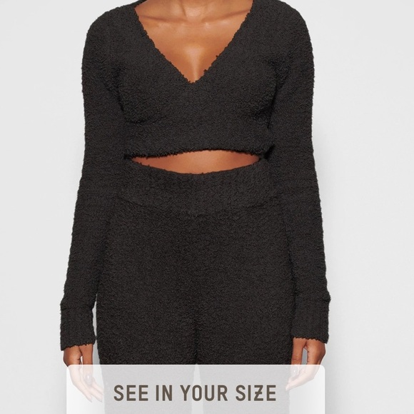 black knit wrap top